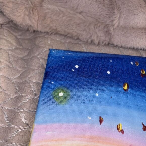 Campfire Marshmallows Rainbow Acrylic Painting on Canvas 11 x 14” Nursery Decor - Picture 6 of 7